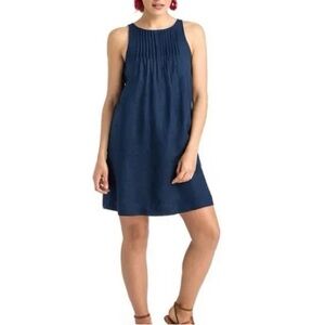 Navy Vineyard Vines Linen Pintuck  Dress